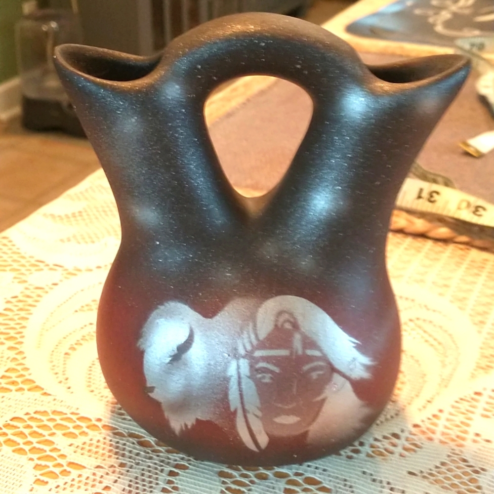 Vintage m.maryboy Navajo signed wedding vase